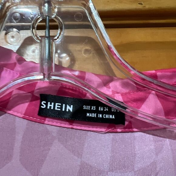 Hot and Light Pink Checkered Button Up Shirt - Picture 4 of 5